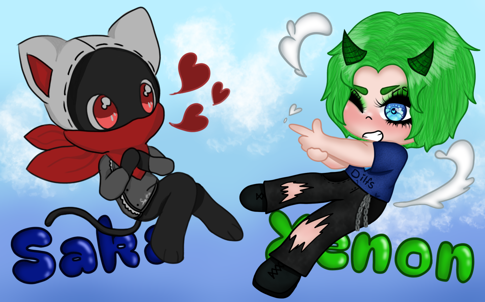 Drawing - Xneon and Saka